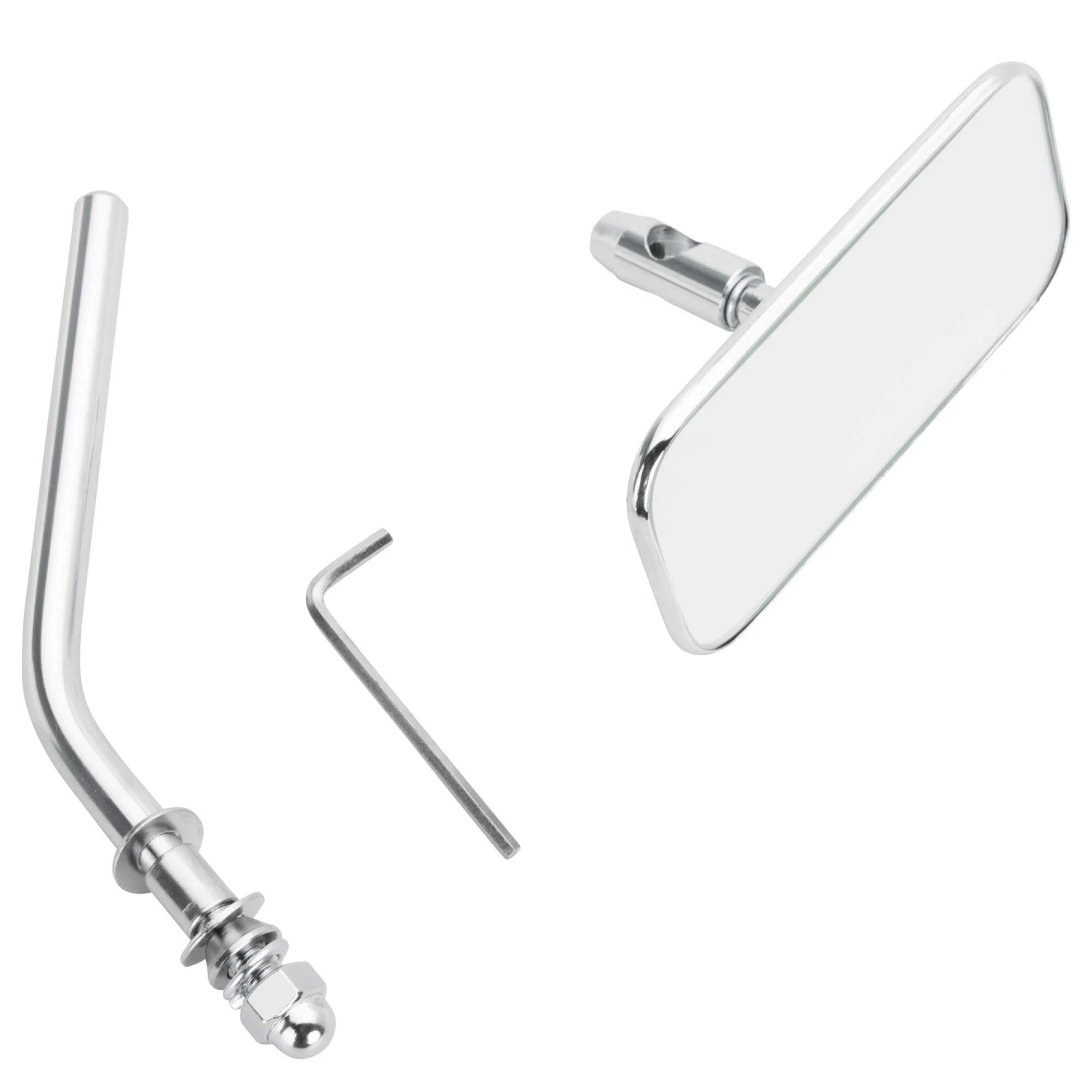 Rectangular Motorcycle Mirror - Perch Mount - Chrome 5 Rectangular Motorcycle Mirror - Perch Mount - Chrome - Image 3