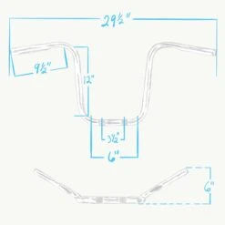 Ape Hanger Handlebars - 1 Inch - 12 Inch Rise - Chrome 13 Ape Hanger Handlebars - 1 Inch - 12 Inch Rise - Chrome -Motor Parts Shop 009963 009964 cycle standard apehanger handlebars 1in 12in rise specs