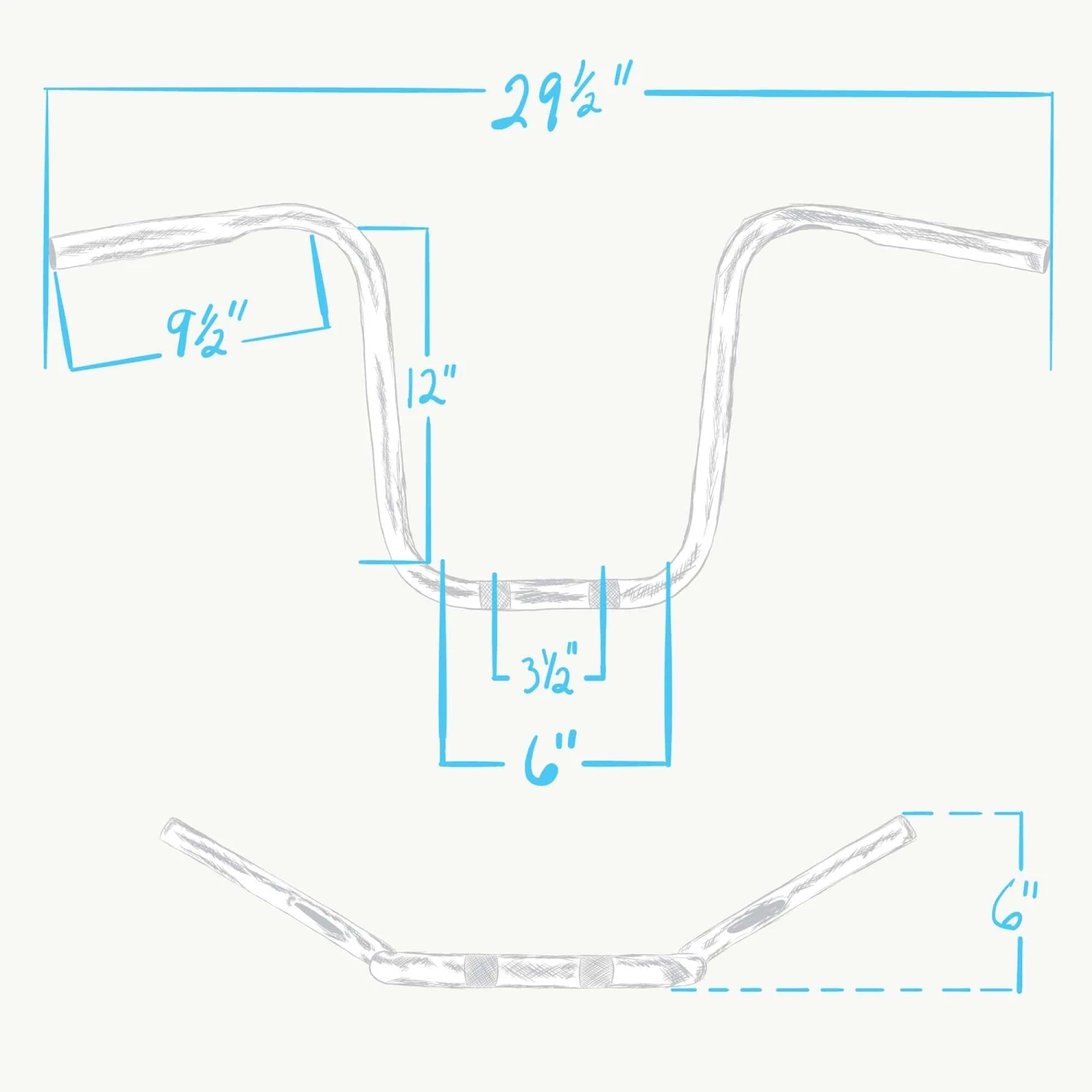 Ape Hanger Handlebars - 1 Inch - 12 Inch Rise - Chrome 5 Ape Hanger Handlebars - 1 Inch - 12 Inch Rise - Chrome - Image 3