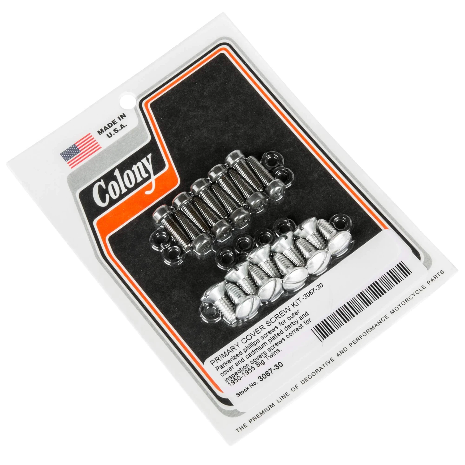 #3067-30 Primary Cover Screw Kit Parkerized CAD Harley Big Twins 1950-55 3 #3067-30 Primary Cover Screw Kit Parkerized CAD Harley Big Twins 1950-55