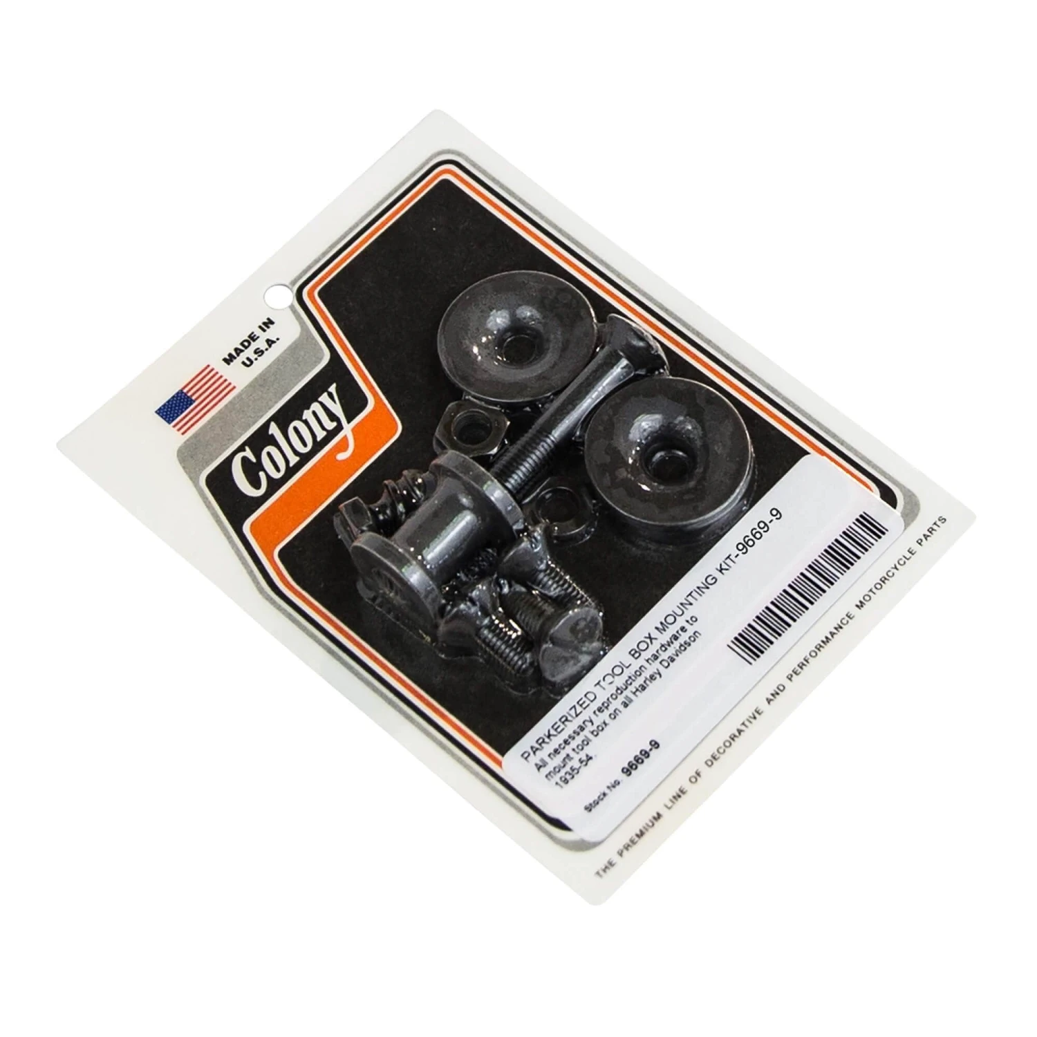 #9669-9 Parkerized Tool Box Mounting Kit Harley Davidson 1935-54 3 #9669-9 Parkerized Tool Box Mounting Kit Harley Davidson 1935-54