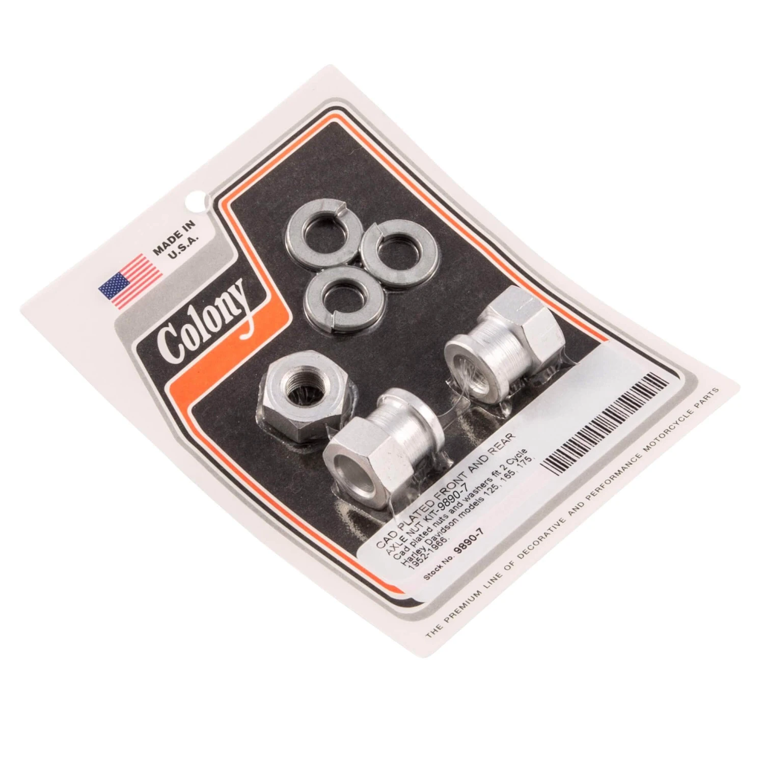 #9890-7 Front And Rear Axle Nut Kit CAD 2 Cycle Harley 125 165 175 52-66 3 #9890-7 Front And Rear Axle Nut Kit CAD 2 Cycle Harley 125 165 175 52-66